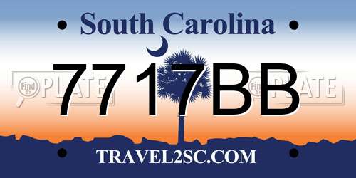 7717BB South Carolina License Plate