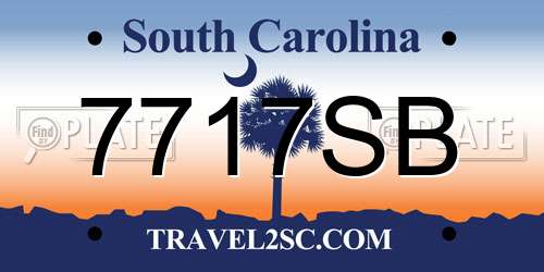 7717SB South Carolina License Plate