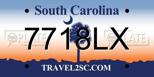 7718LX South Carolina License Plate