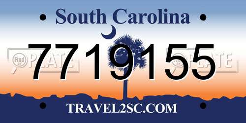 7719155 South Carolina License Plate