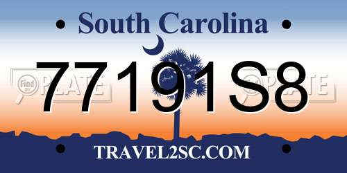77191S8 South Carolina License Plate