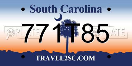 771T85 South Carolina License Plate