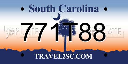 771T88 South Carolina License Plate