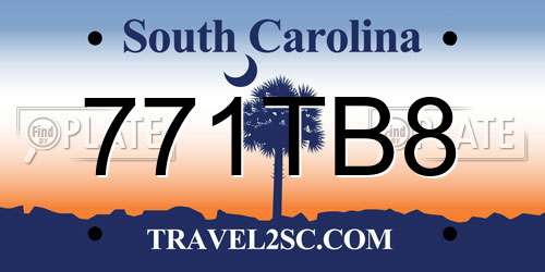 771TB8 South Carolina License Plate