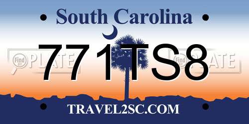 771TS8 South Carolina License Plate