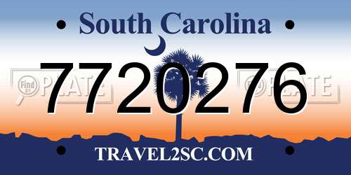 7720276 South Carolina License Plate