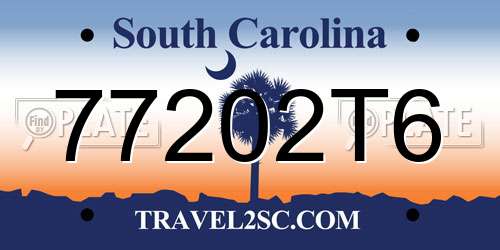 77202T6 South Carolina License Plate