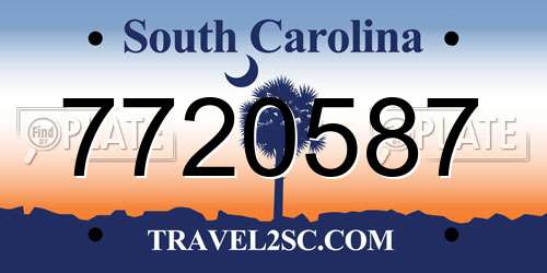 7720587 South Carolina License Plate