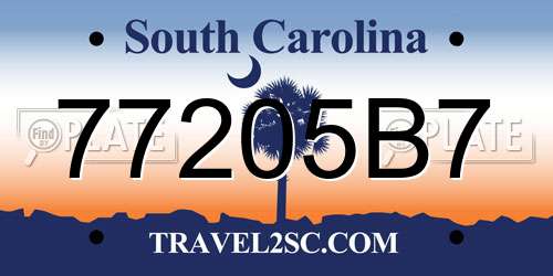 77205B7 South Carolina License Plate