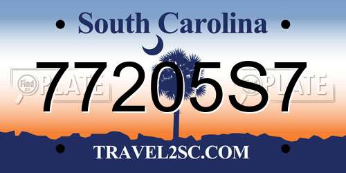 77205S7 South Carolina License Plate