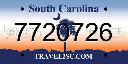 7720726 South Carolina License Plate