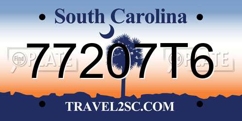 77207T6 South Carolina License Plate
