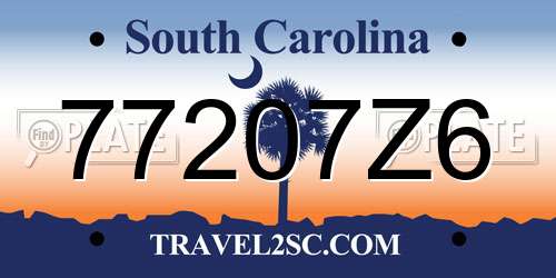77207Z6 South Carolina License Plate