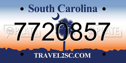 7720857 South Carolina License Plate