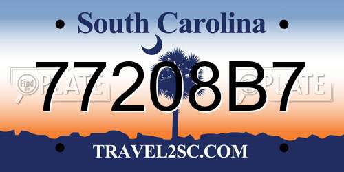 77208B7 South Carolina License Plate