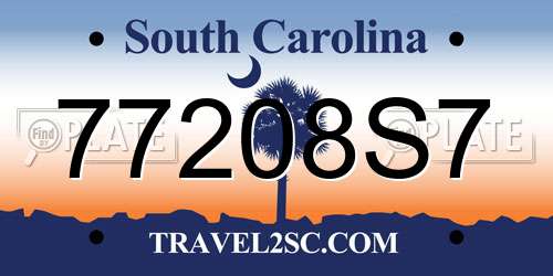 77208S7 South Carolina License Plate