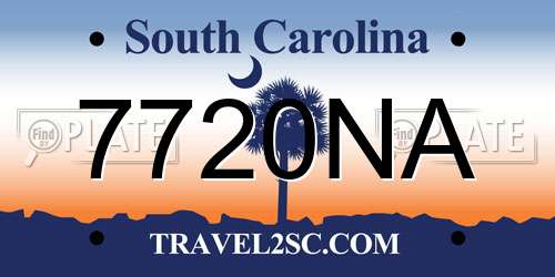 7720NA South Carolina License Plate