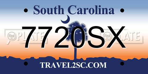 7720SX South Carolina License Plate