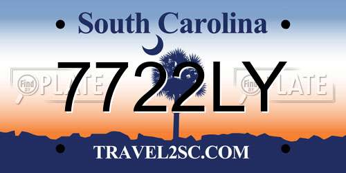 7722LY South Carolina License Plate