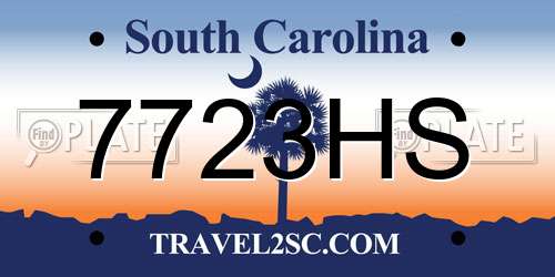 7723HS South Carolina License Plate