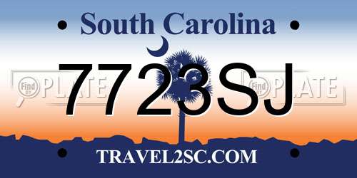 7723SJ South Carolina License Plate