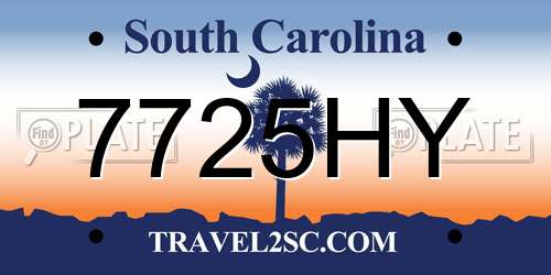 7725HY South Carolina License Plate