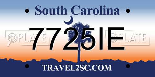 7725IE South Carolina License Plate