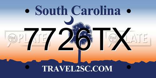 7726TX South Carolina License Plate