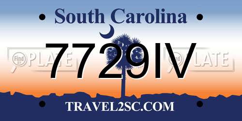 7729IV South Carolina License Plate