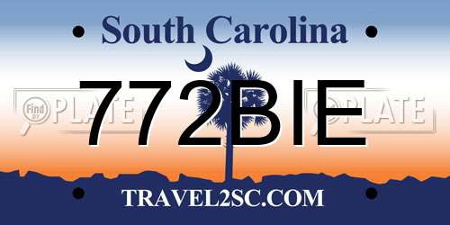 772BIE South Carolina License Plate