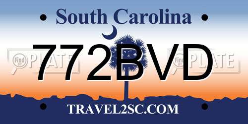 772BVD South Carolina License Plate