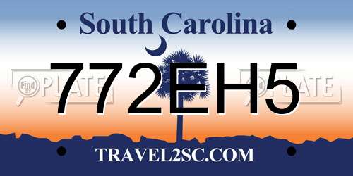 772EH5 South Carolina License Plate