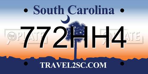 772HH4 South Carolina License Plate