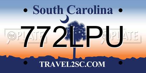 772LPU South Carolina License Plate