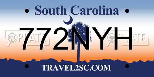 772NYH South Carolina License Plate