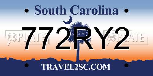 772RY2 South Carolina License Plate