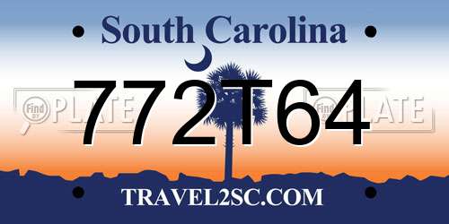 772T64 South Carolina License Plate