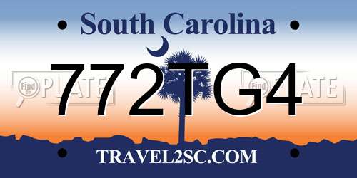 772TG4 South Carolina License Plate