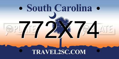 772X74 South Carolina License Plate