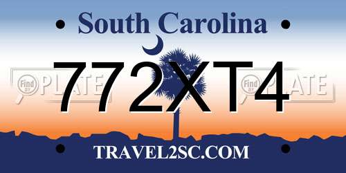 772XT4 South Carolina License Plate