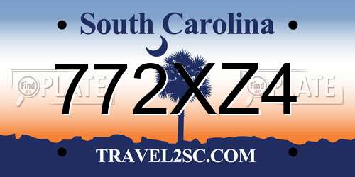 772XZ4 South Carolina License Plate