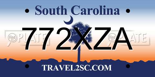 772XZA South Carolina License Plate