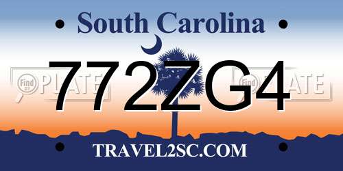 772ZG4 South Carolina License Plate