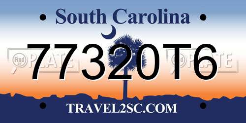 77320T6 South Carolina License Plate
