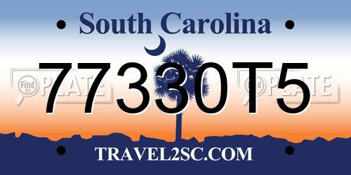 77330T5 South Carolina License Plate
