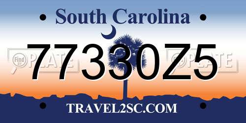 77330Z5 South Carolina License Plate