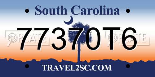 77370T6 South Carolina License Plate