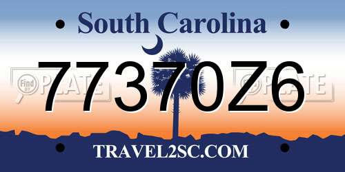 77370Z6 South Carolina License Plate