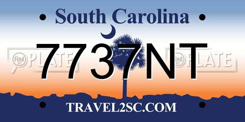 7737NT South Carolina License Plate