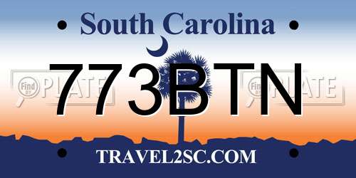 773BTN South Carolina License Plate